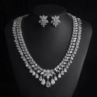new arrival big flower cubic zirconia jewelry sets for women wedding bridal necklace sets dress accessories gifts s 005