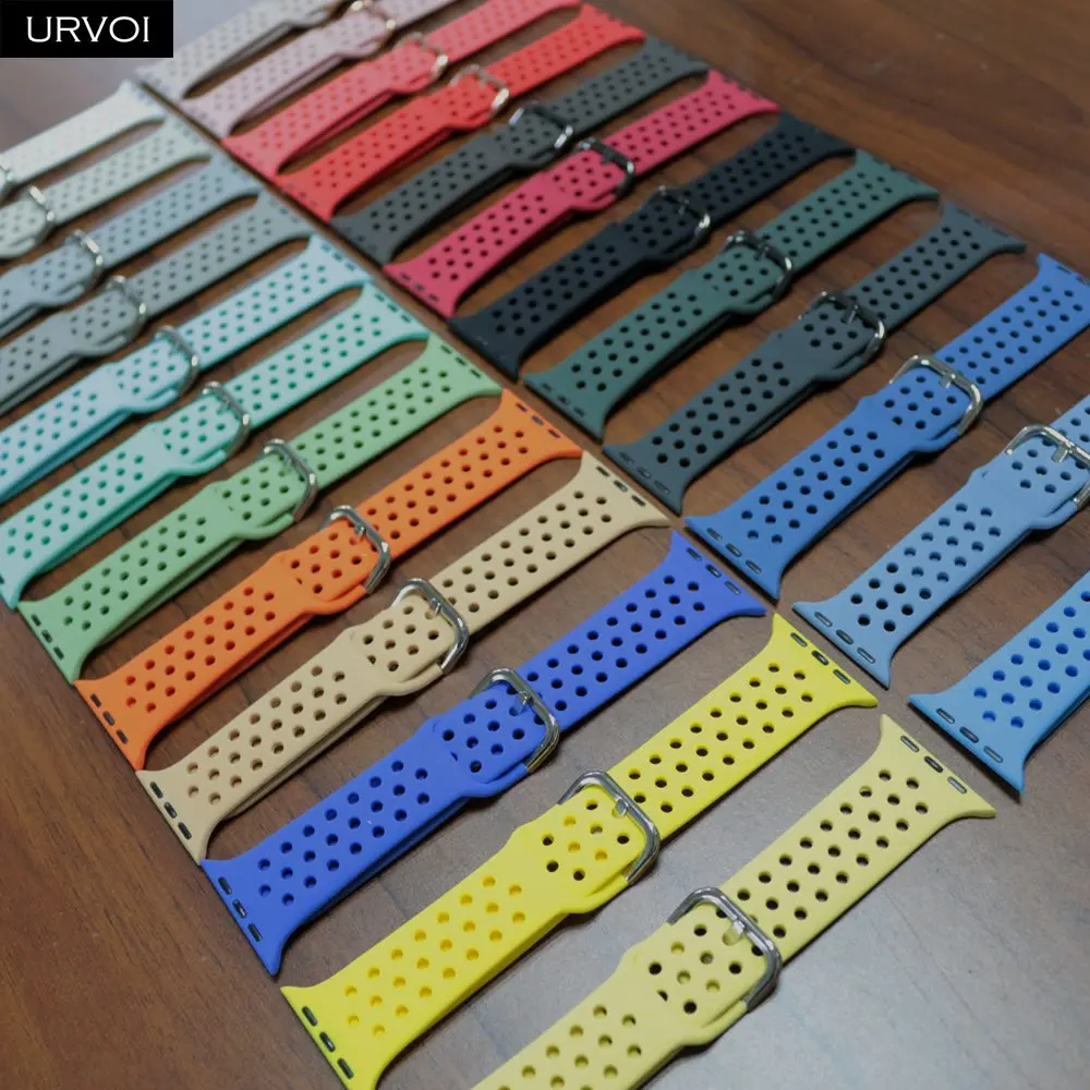 Ремешок URVOI для apple watch 8 7 6 SE 5 4 3 2 1 силиконовый спортивный браслет iwatch 40 44 мм