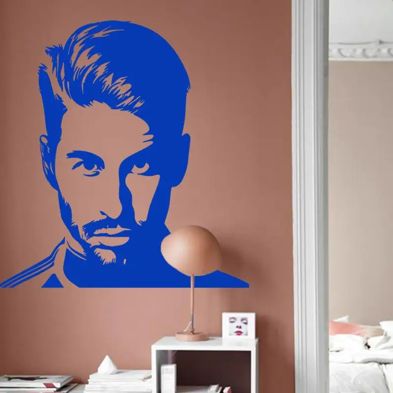 

Art design cheap vinyl home decoration football Sergio Ramos wall sticker removable house decor soccer player wall decals
