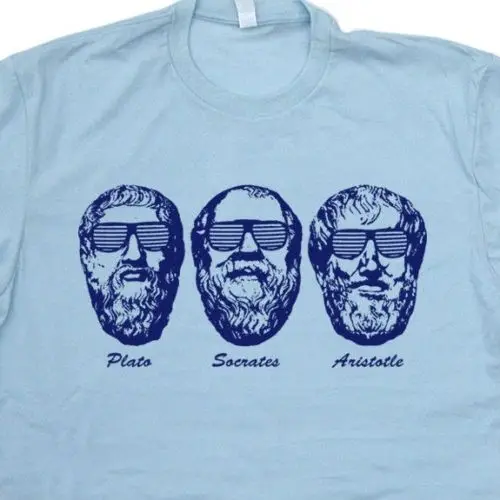 Фото Крутая футболка с надписью Socrates Plato Aristotle забавная круглым вырезом для