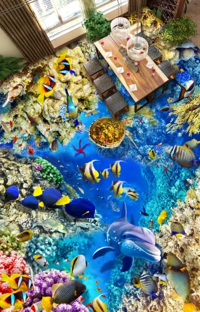 

[Самоклеящаяся] 3D милая Нескользящая Водонепроницаемая фотонаклейка с изображением морского дна 8, самоклеящаяся Настенная Наклейка на пол...