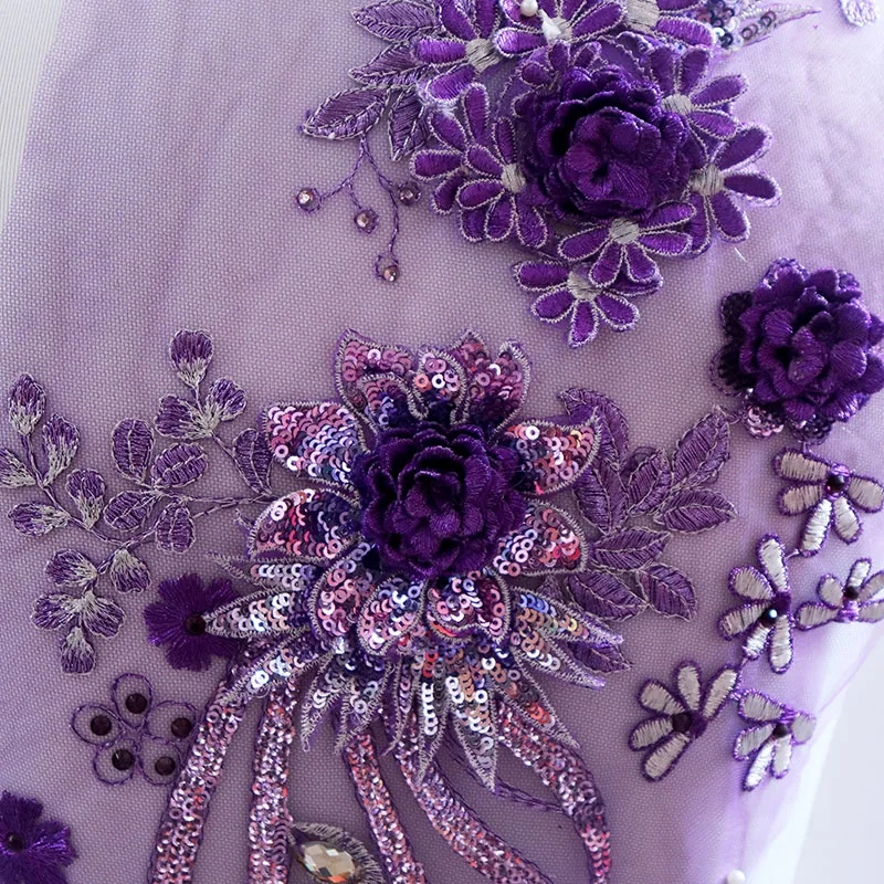 Большие блестки Пион Цветочные бисером кружева аппликация Rhineston костюм кружевной отделкой Вышитые свадебное платье Швейные кружевные мотивы золотой красный