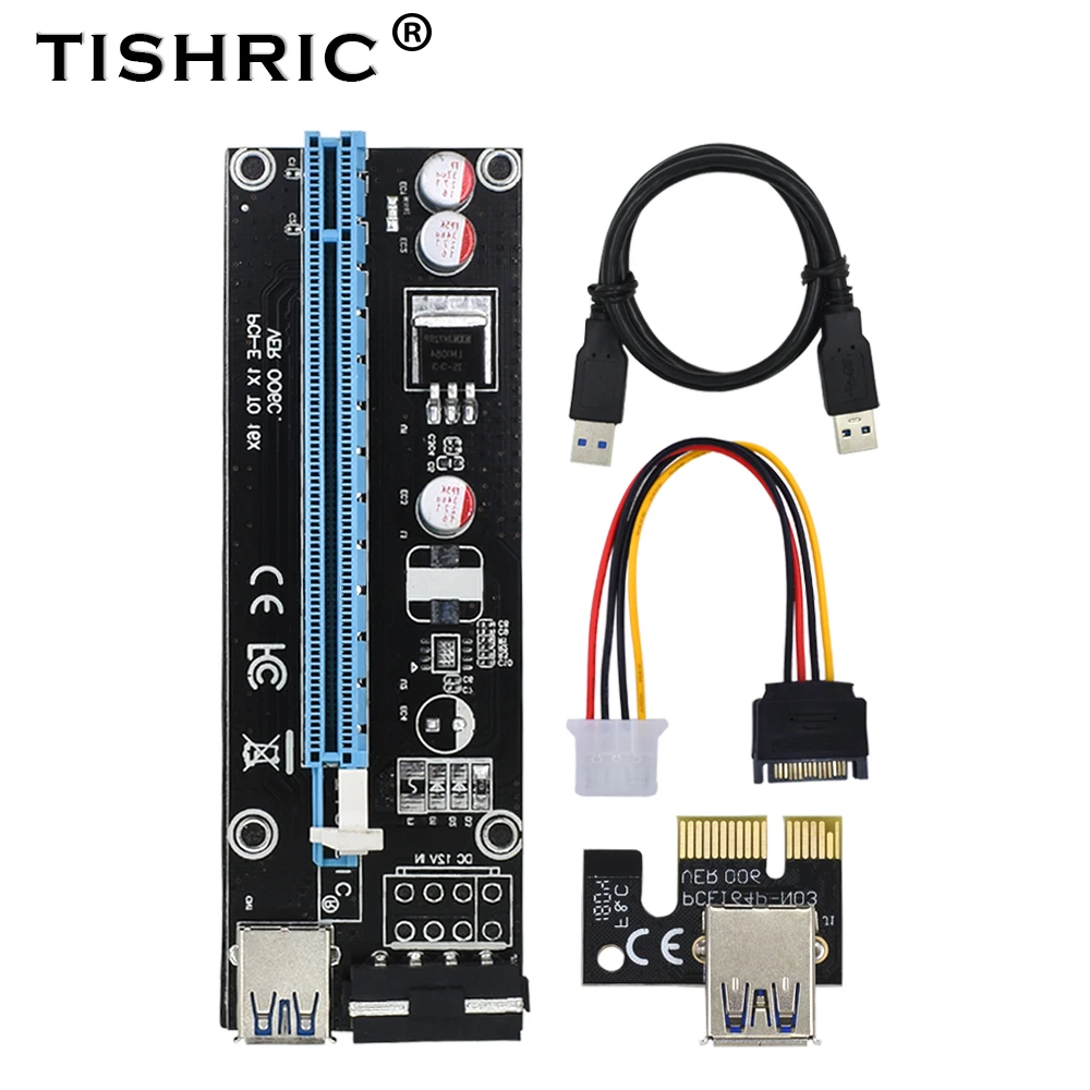 TISHRIC 2018 PCIE PCI E Express Riser Card 1x к 16x USB 3 0 SATA 4Pin IDE Molex адаптер питания для майнинга Bitcion Miner|