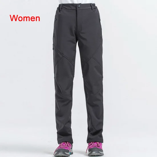 Women Gray Nuoneko уличные походные спортивные штаны для женщин и мужчин, Зимние флисовые водонепроницаемые флисовые штаны для рыбалки, кемпинга, походов, лыжных брюк PM13 - Цвет: Women Gray