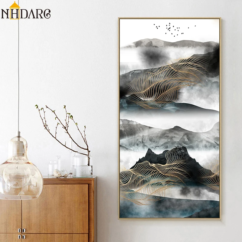 

New Chinese Style Scencry Landscape Posters and Prints Canvas Art Painting Wall Pictures for Hallway Living Room Home Decor