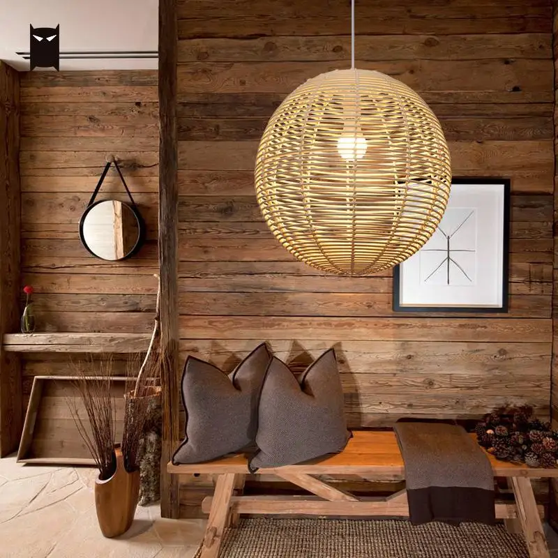 Плетеный ротанговый шар Сфера тень подвесной светильник деревенский кантри