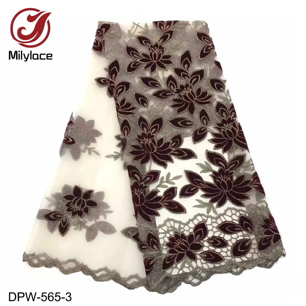 Two-Color great work Nigerian lace fabric 5 yards tulle with delicate embroidery material for clothes curtains DPW-565 | Дом и сад