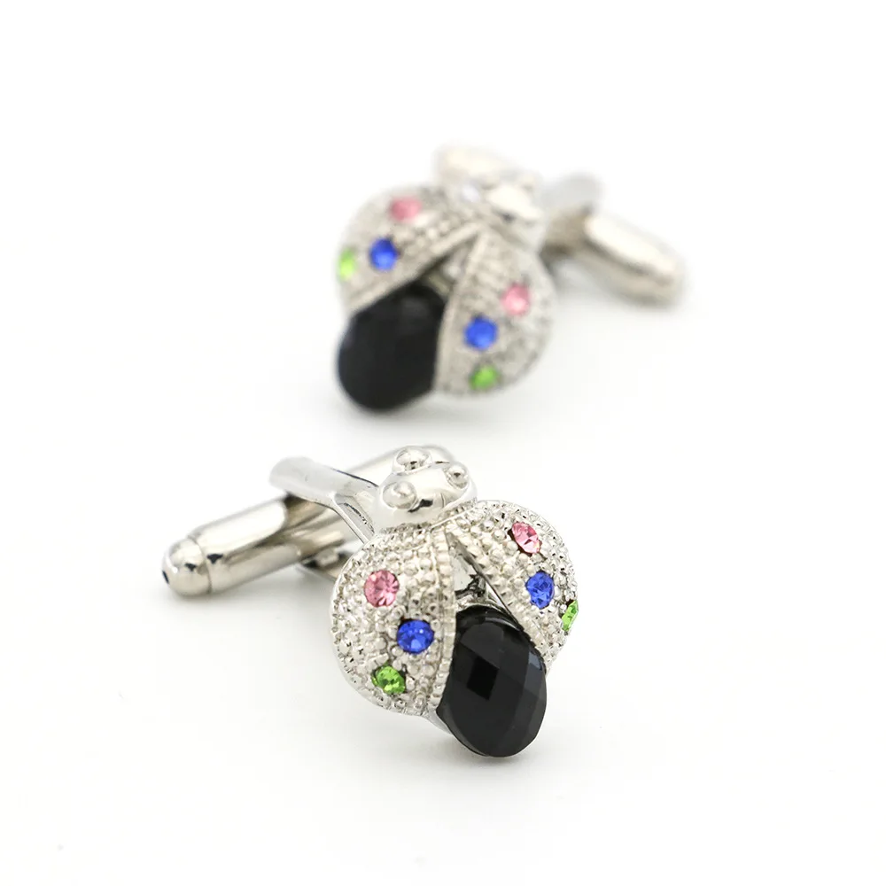 

New Products Animal Mix Color Rhinestones Seven Star Ladybug Cufflinks Sleeve Nail French Shirt Men and Women Jewelry Gifts