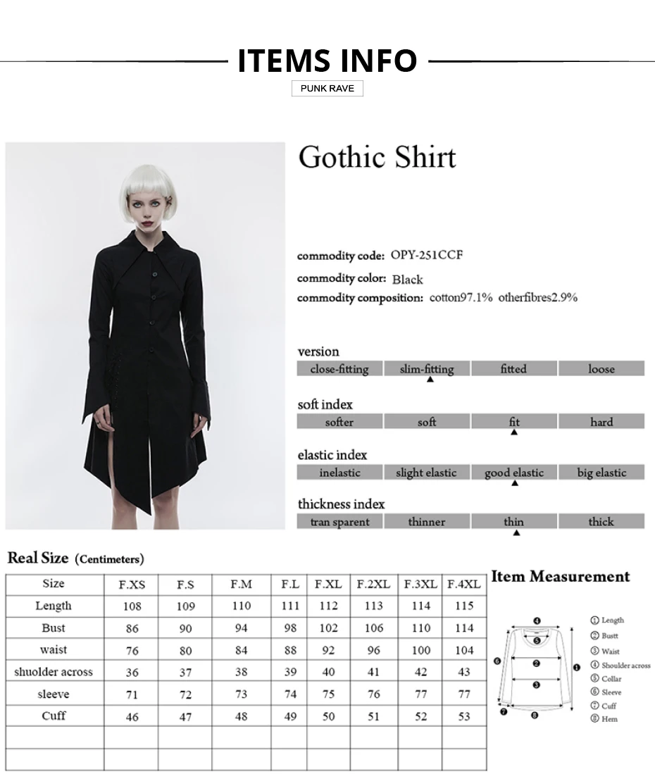 Женская рубашка в стиле панк-рейв Готическая винтажная блузка панк-рок с рукавом