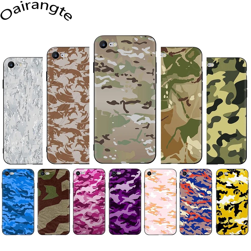 Камуфляжный защитный силиконовый чехол для iphone 5 5s SE 2020 6 6s 7 8 Plus X XR XS 11 12 Pro Max Mini |