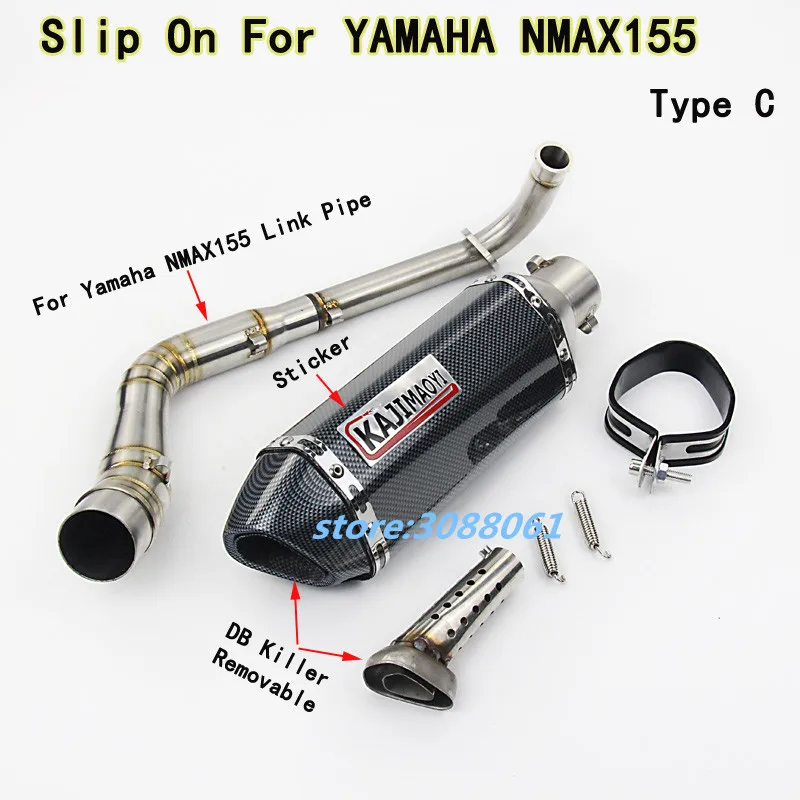 

Motorcycle Exhaust Full System Slip On For YAMAHA NMAX155 NMAX 155 N MAX155 Modified Front Link Pipe Sticker Muffler DB Killer