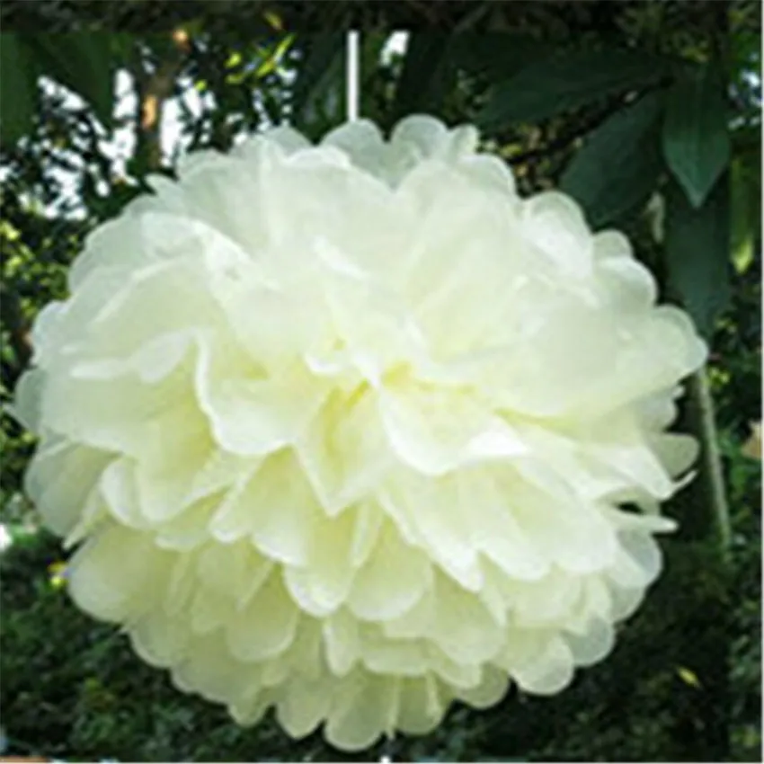 5pcs/Pack 15cm,20cm, White/Light Purple Tissue Paper Pom Poms For Baby Girl Princess Birthday Party Wedding Party Decoration 5z - Цвет: champagne