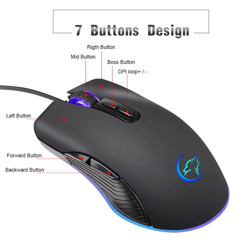 CARPRIE 1 шт. Проводная игровая мышь USB 3200DPI светодиодный светильник 7 кнопок