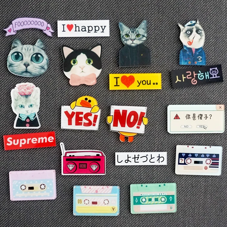 Harajuku стиль креативный мультяшный магнит на холодильник акриловый Кот значок
