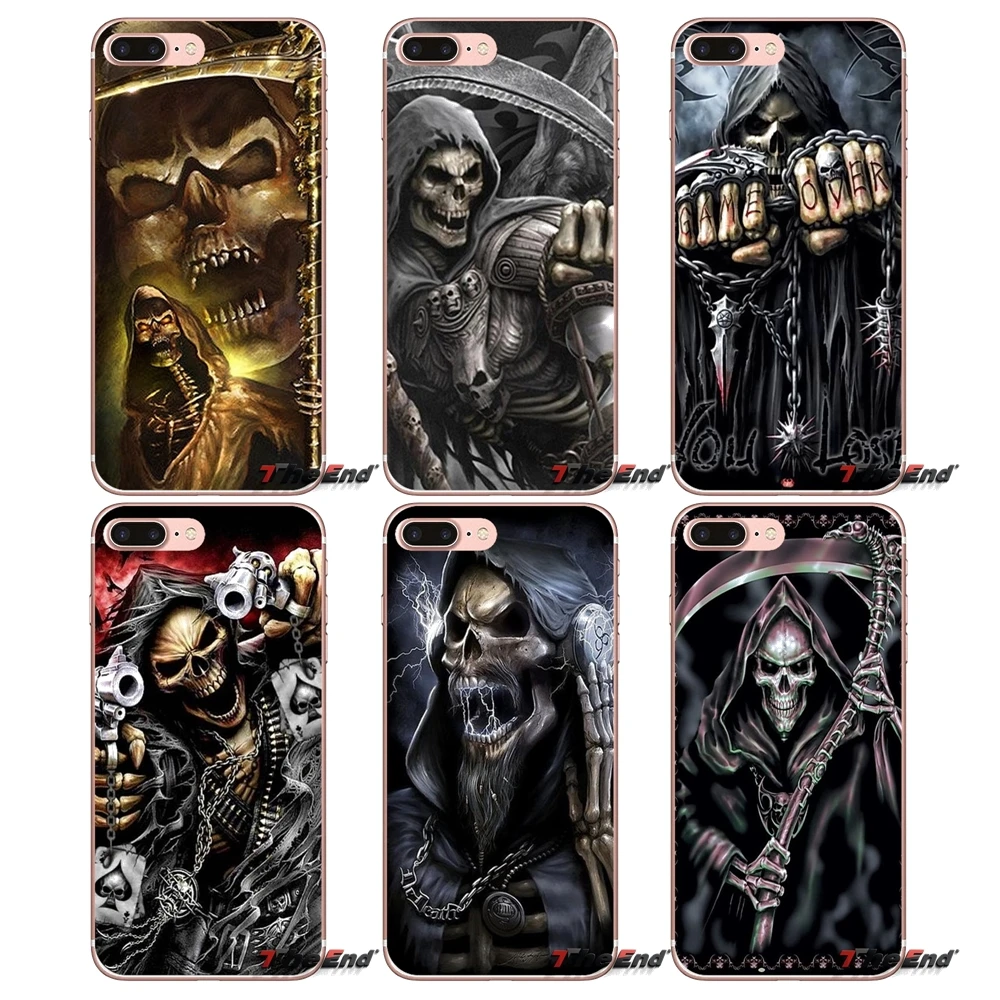 Grim Reaper Череп Скелет Прозрачный мягкий чехол для Samsung Galaxy J1 J2 J3 J5 J7 A3 A5 A7 2015 2016 2017 J330