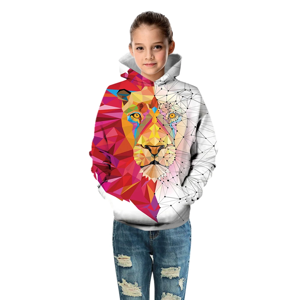 Детский пуловер с капюшоном и длинным рукавом 3D Цифровым принтом|Толстовки