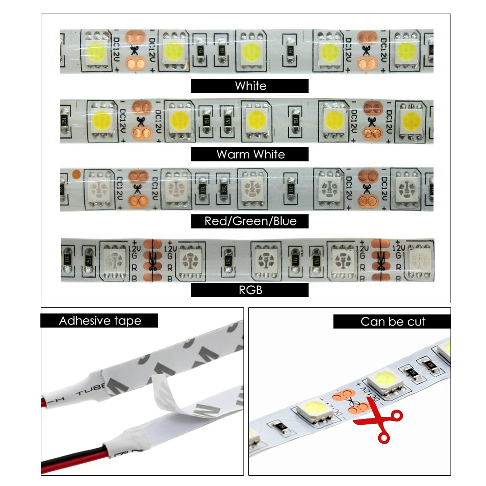 Светодиодная лента 5050 DC12V гибкая светодиодная лампа черно белая печатная плата