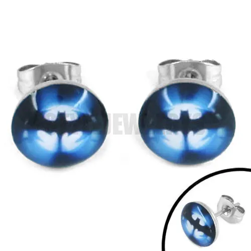 Бесплатная доставка! Эмаль Темная ночь Бат Человек серьги Нержавеющая сталь