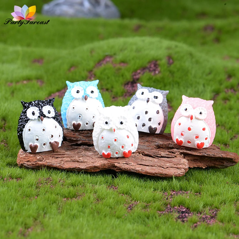 PF 1 шт. Симпатичные совы животных миниатюры Статуэтка искусственная смола
