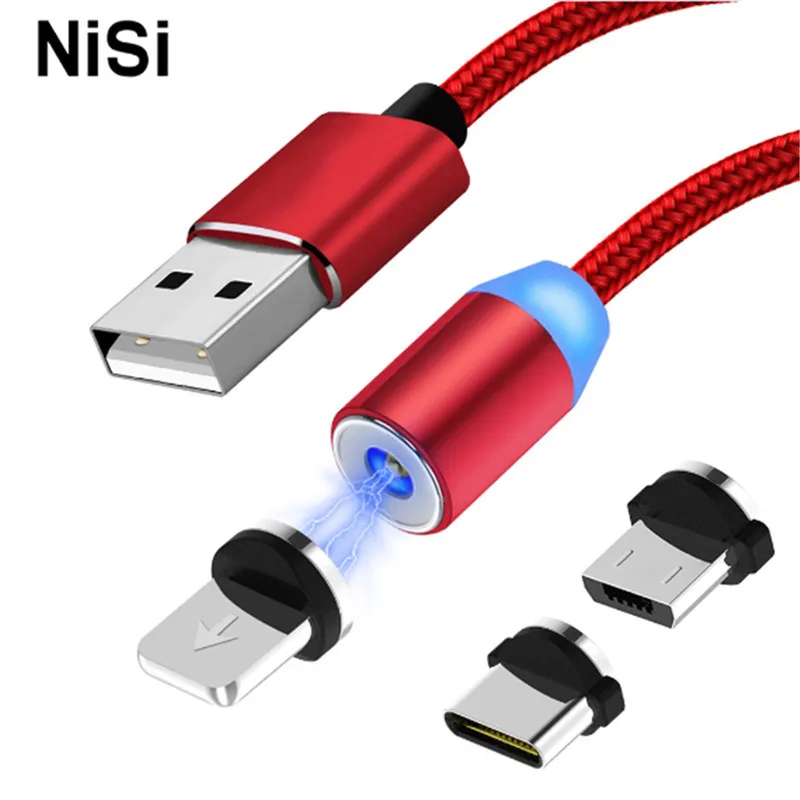 НИСИ 1 м 5 В/2,1 а светодиодный магнитный usb-кабель для зарядки iPhone, samsung, Xiaomi, huawei type C/Micro usb/IOS, кабель для быстрой зарядки