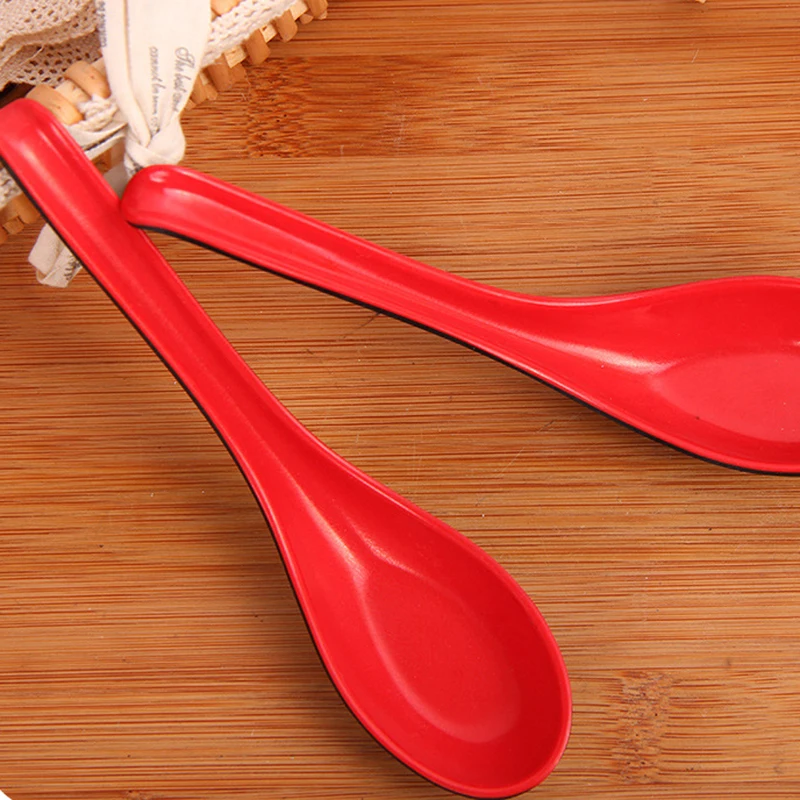 2pcs/set Red Black Color Home Flatware Japanese Plastic Bowl Soup Porridge Spoon EJ876843 | Дом и сад