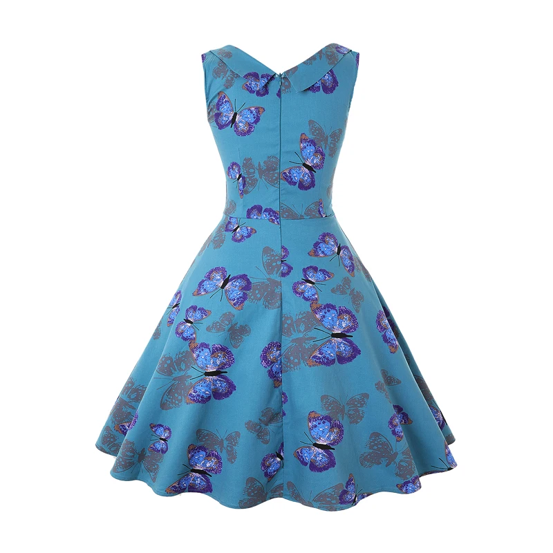 Женское платье с принтом OTEN летнее винтажное V-образным вырезом пышной юбкой в