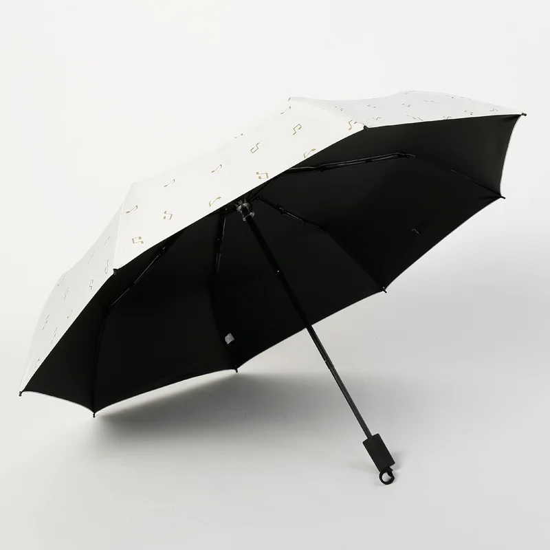 Creative Music 3 Folding Umbrella Woman Anti UV Sun Protection Umbrellas Windproof Black Coating 8K Parasols | Дом и сад