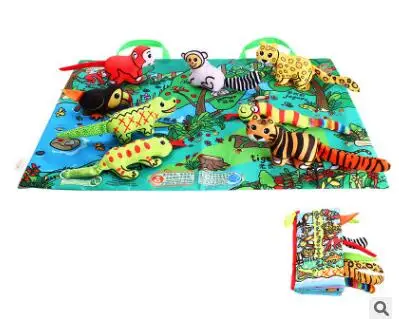 Rainforest JOLLYBABY детский игрушки для младенцев 3D тканевая книга Обучающие Игрушки для раннего развития с хвостами животных английская история развивающие книги - Цвет: Rainforest