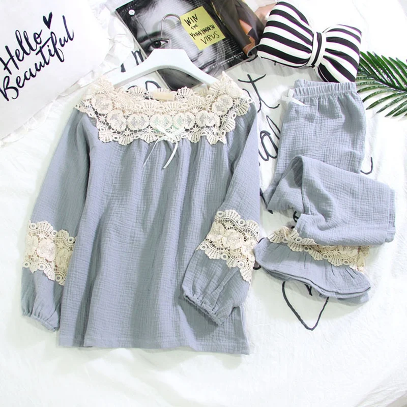 Льняная Пижама женская сексуальная осенне-зимняя одежда для сна ночная рубашка