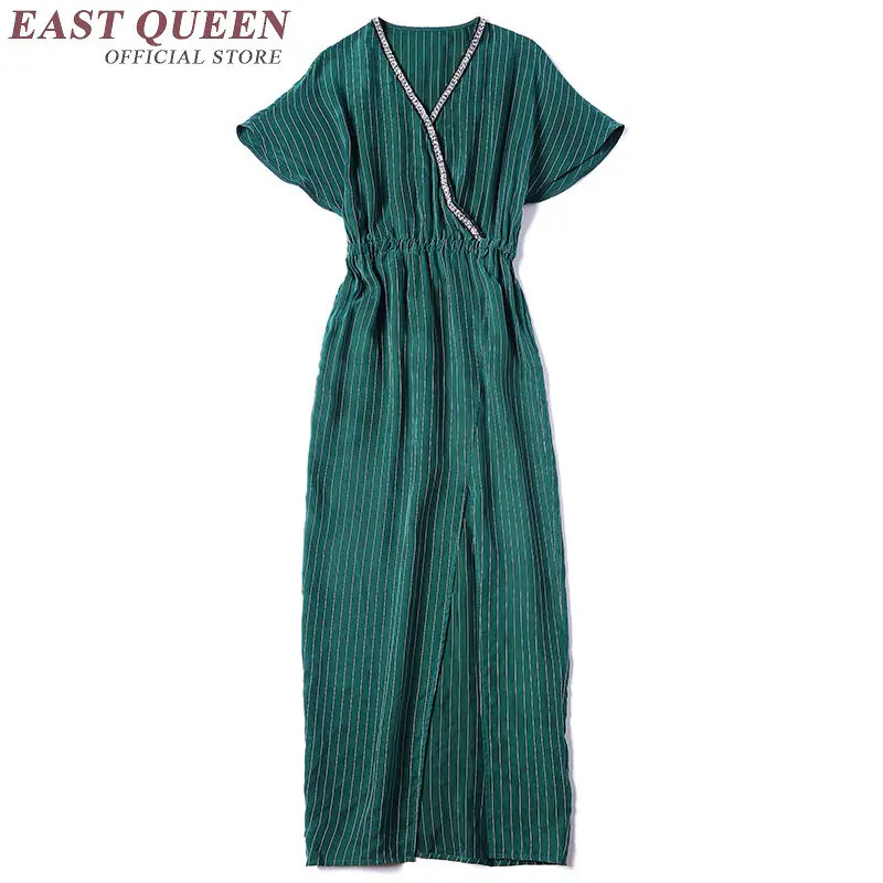 

Women summer dress 2018 tunic striped v-neck short sleeve dress KK1377 H