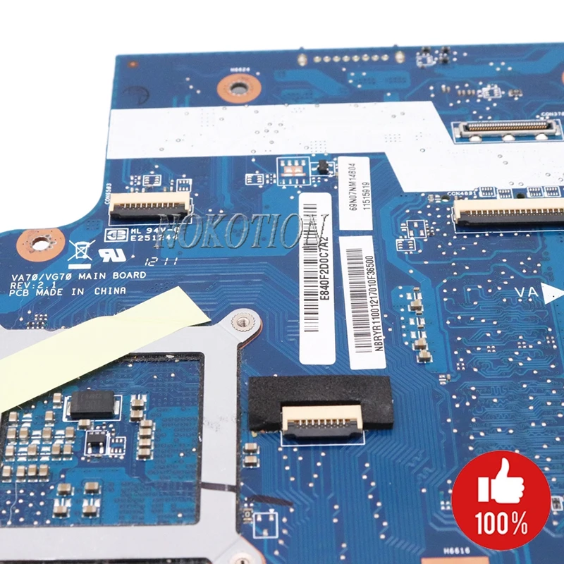 NOKOTION для acer aspire V3-771 V3-771G Материнская плата ноутбука VA70/VG70 NB. RYR11.001 NBRYR11001 основная плата GMA HD DDR3