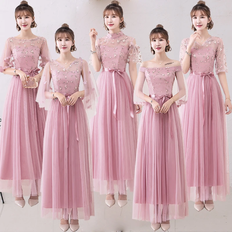 Шифоновое длинное платье для подружки невесты многослойное вечернее