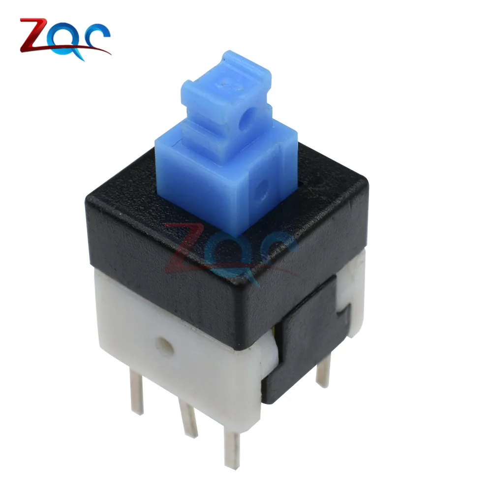 10 шт. Новый 8X8mm синий колпачок DPDT самоблокирующийся Тип переключатель с