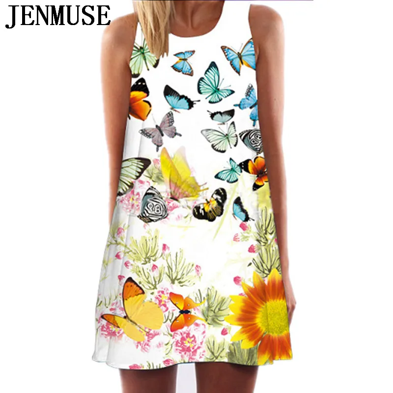 Женское мини-платье Jenmuse летнее платье с цветочным принтом в богемном стиле