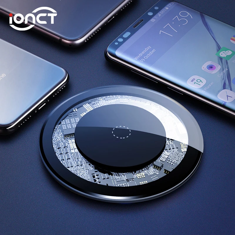 IONCT 10 Вт Qi Беспроводное зарядное устройство для iPhone X, XR, XS, Max, 8 видимых usb зарядных устройств для samsung S8, S9, Note 9, беспроводное зарядное устройство для телефона