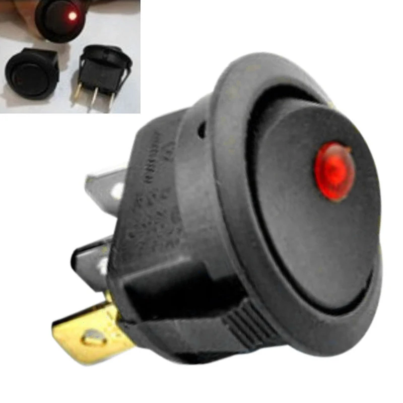 Автомобильный круглый Кулисный светодиодный переключатель постоянного тока 12 В