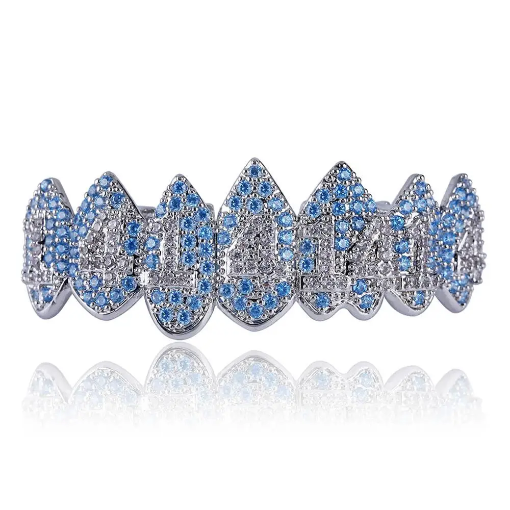 Silver Bottom JINAO серебро Iced Out 1414 Grillz медный Кристалл ювелирные изделия верх и низ Grillz зубы ювелирные изделия для тела хип-хоп Bling AAA кубический циркон - Окраска металла: Silver Bottom