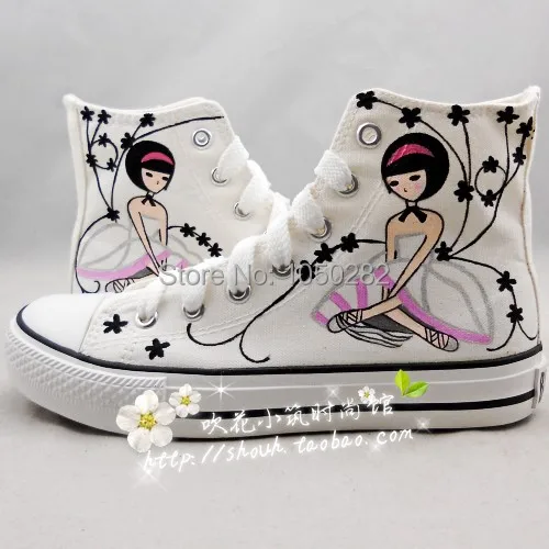 Free shipping-The fashion leisure female hand painted canvas shoes beautiful girl -size:35-43 | Обувь