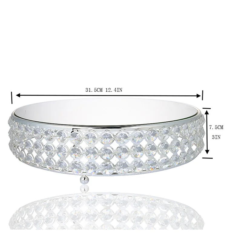 Large H& D 12 дюймов Свадебный торт подставки Bling Кристалл Кекс Дисплей поставки лоток тарелка для домашней вечеринки на день рождения украшения(круглый L - Цвет: Large