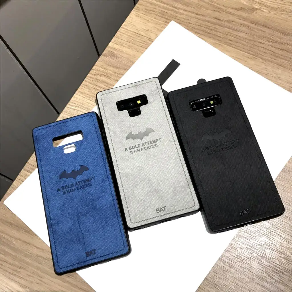 bat Cloth Silicone + Leather Case For Samsung Galaxy Note 9 Cover Back M10 M20 A30 A50 S10 S10E S9 S8 A6 Plus A7 2018 |