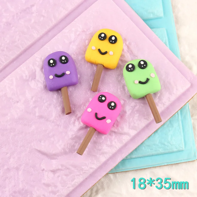 

Newest 50pcs 18*35MM Kawaii Polymer Clay Ice Cream Cabocochons DIY Jewelry Findings Ornament Accessories Material Button