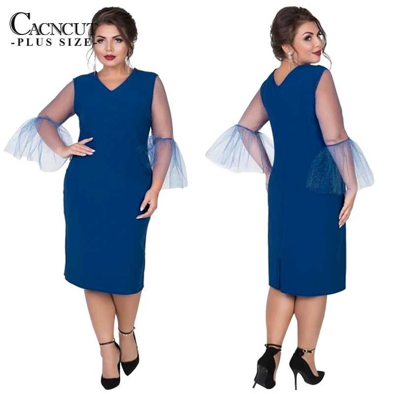 CACNCUT 2019 4XL 5XL летнее женское повседневное 6XL кружевное платье большого размера с V