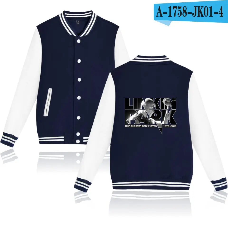 navy blue and white Осень новое поступление хип хоп бейсбольная куртка Униформа пальто Linkin худи Честер Толстовка Rip Harajuku мужские худи - Цвет: navy blue and white
