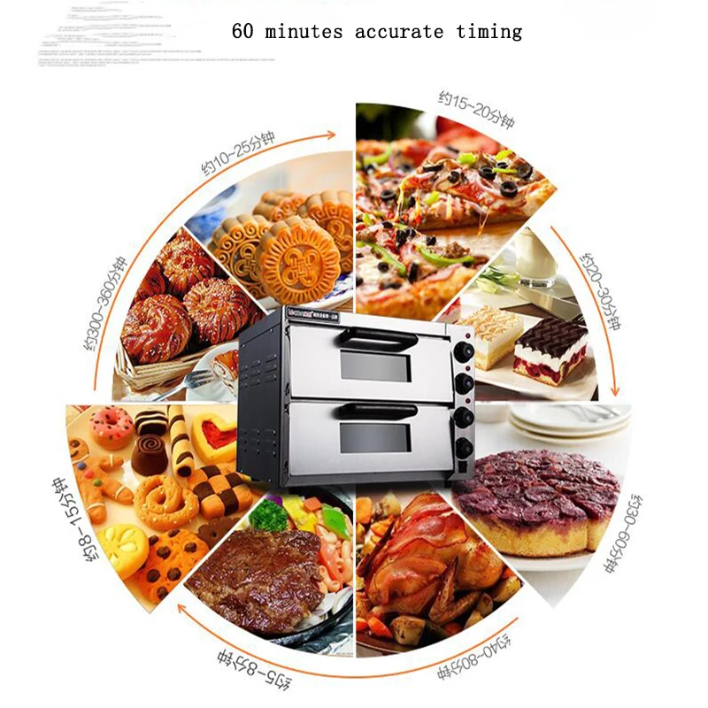 Электрическая стальная печь для выпечки коммерческий термометр двойная пиццы