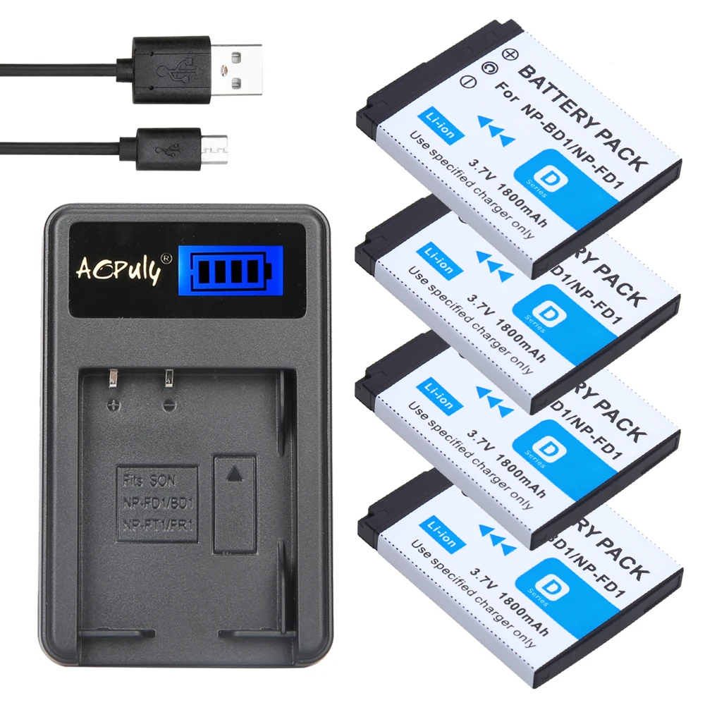 

Аккумуляторы NP- FD1, 4 шт., батарея NP BD1 с ЖК-дисплеем + зарядное устройство для Sony NP-BD1, DSC-G3, DSC-T2, DSC-T70, DSC-T75, DSC-T77, T300, DSC-T90