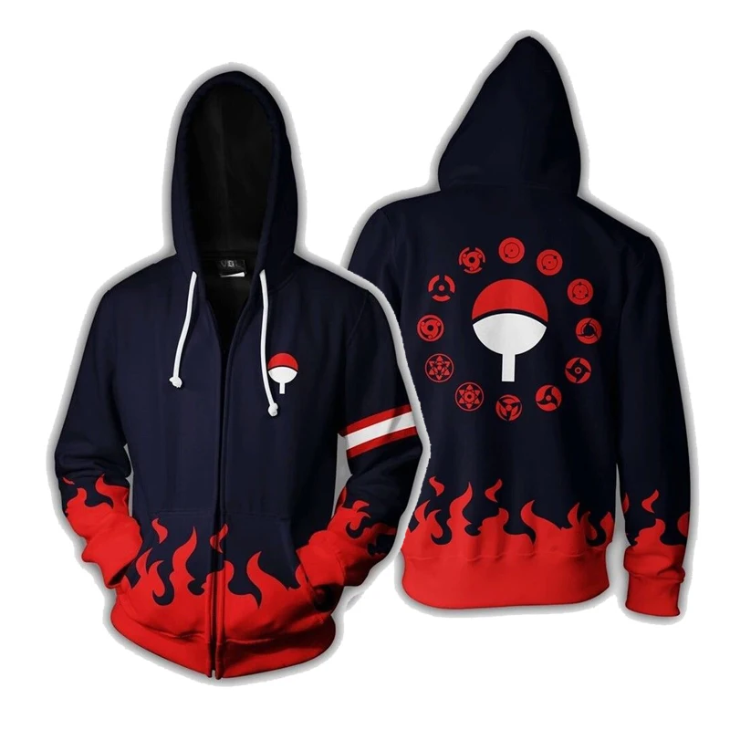 Мужские толстовки на молнии с капюшоном в Хокаге Наруто Узумаки Uchiha Sasuke Hatake