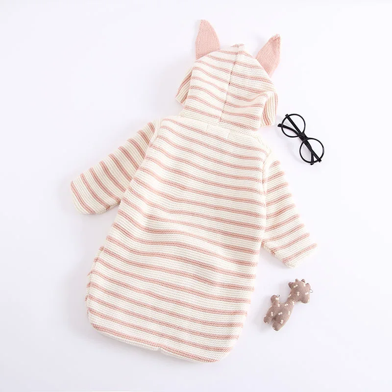 

Knitted Sweater 2019 New Baby Romper Striped Blanket Knitted Quilt Baby sleeping bag Newborn Baby Girl Clothes Baby Girl Romper