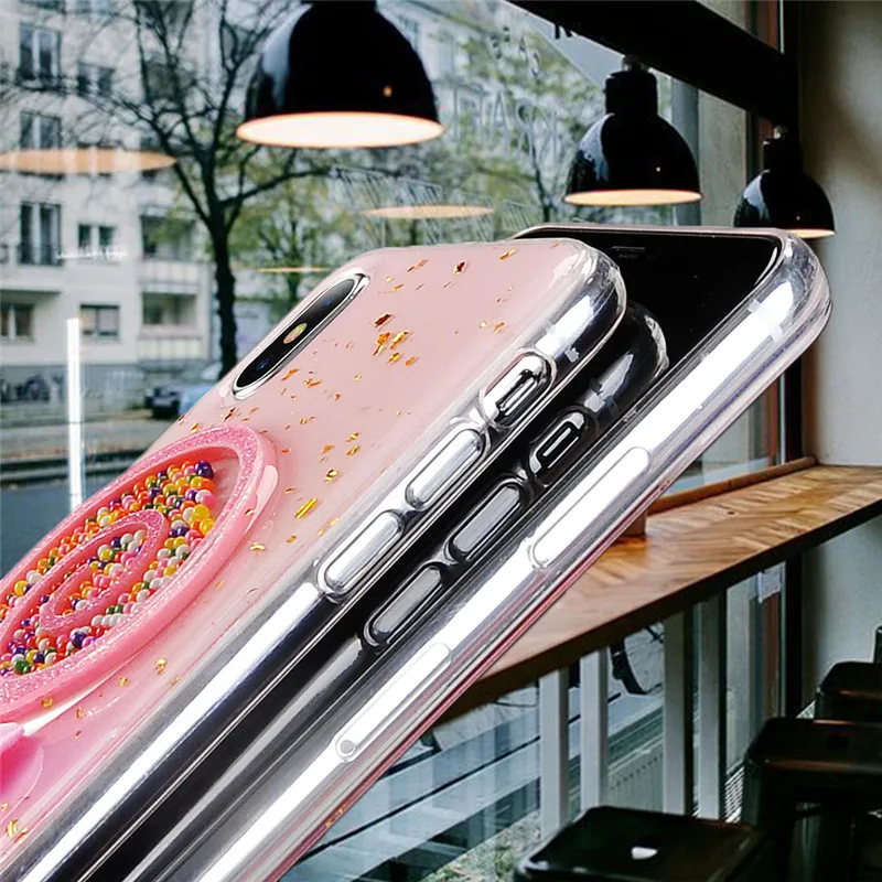 3D леденец градиентный телефонный чехол для iPhone XR XS Max блестящий золотой фольгой Мягкий ТПУ чехол для iPhone X 6 6S 7 8 Plus чехол Capa Funda