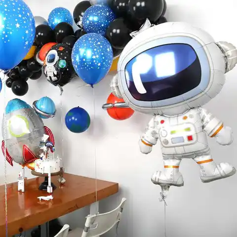 Воздушные шары космос, космонавт, ракета, шары из фольги, галактика, тематическая вечеринка, для мальчиков, детский день рождения, Декор, гел...