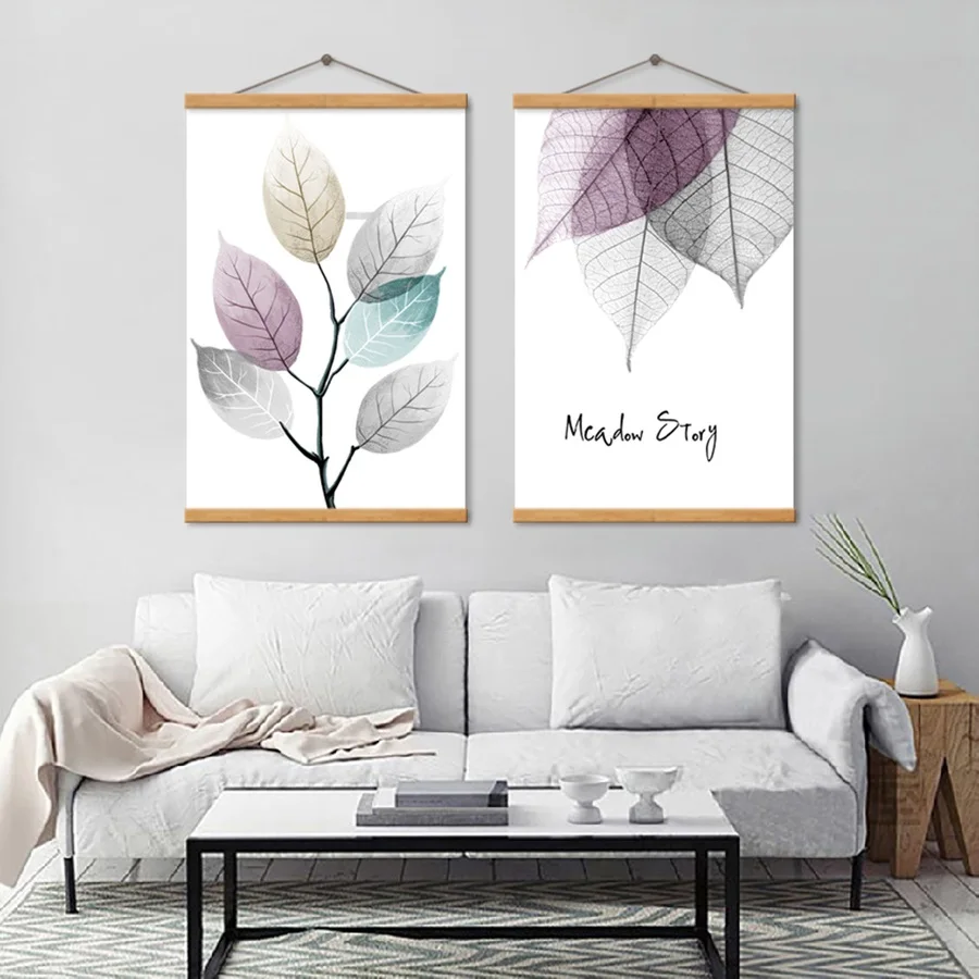 Modern Simple Small Fresh Leave Home Decorative Painting Framed Modular Picture Wall Art Canvas Poster for Living Room | Дом и сад
